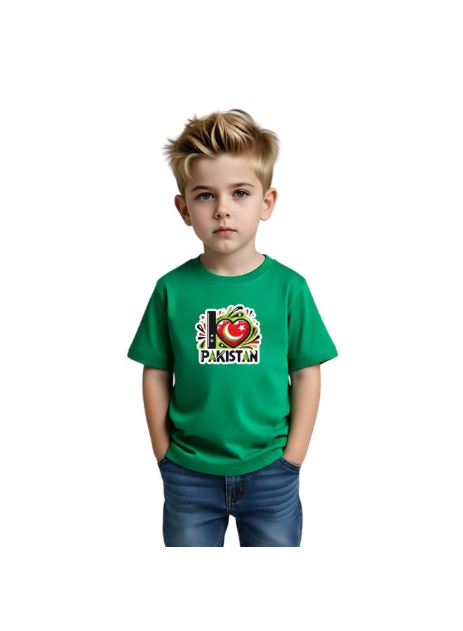 Pakistan Independence Day Kids Boys T-Shirt – Short Sleeve RoundNeck Cotton Tshirt-Ideal for Independence Day Celebrations,School Events - Image 1